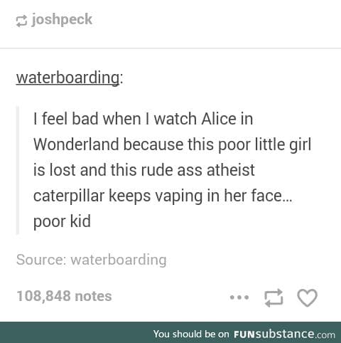 The "rude ass atheist caterpillar" is my spirit animal..minus the vaping xD