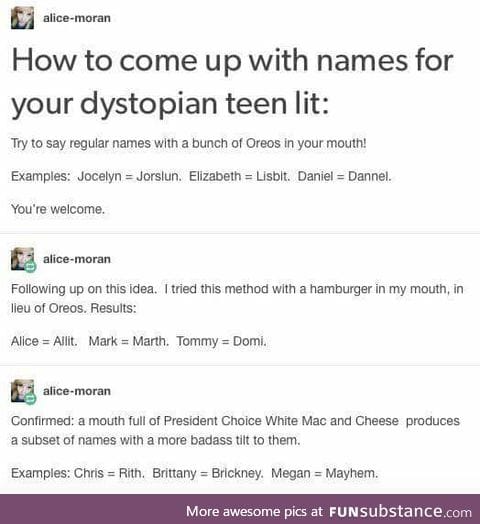 Names vs snacks