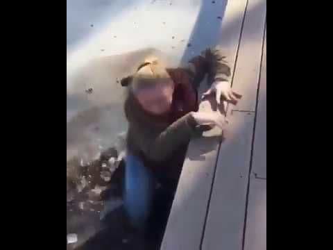 Girl Plays On Thin Ice and Pays The Price