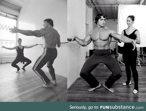 Arnold Schwarzenegger having ballet lessons