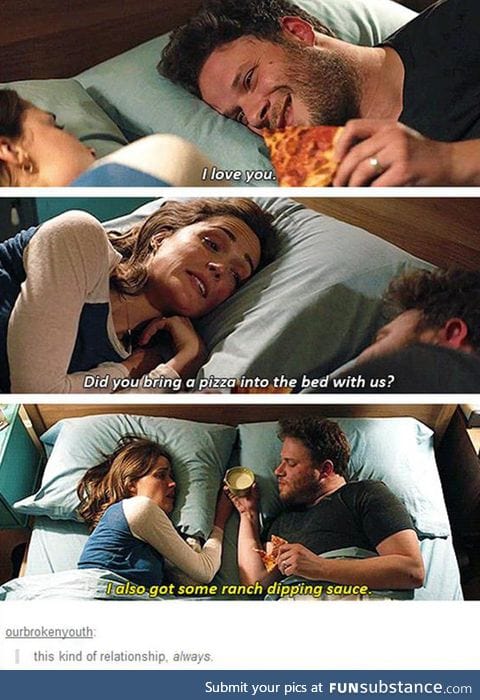 Pizza in bed