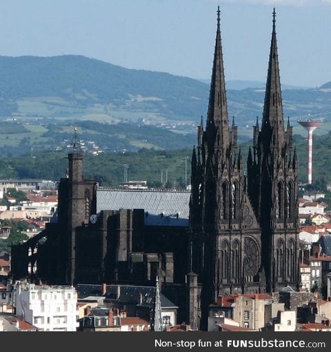 Clermont-Ferrand Cathedral in France - It is built entirely of black lava stone