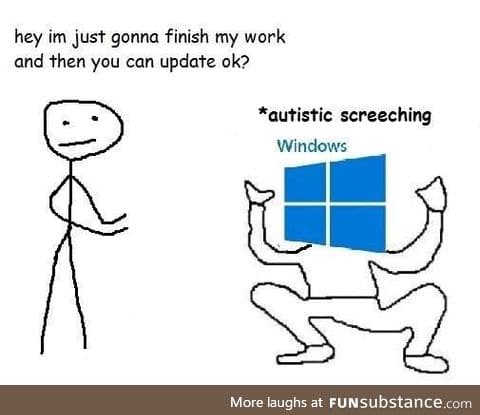 Me: Time to get everything done. Windows: Please do not turn off your computer