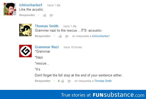 Casual grammar nazi meets real grammar nazi