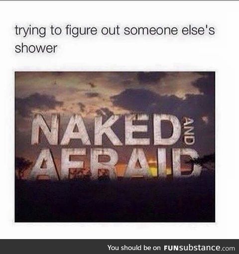 The hotel shower is even more confusing