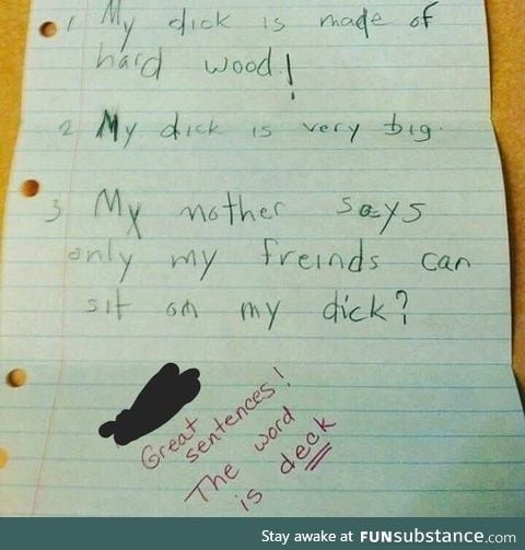 Little boy had to write some sentences