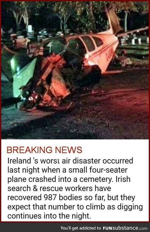 Plane crash in a cemetery
