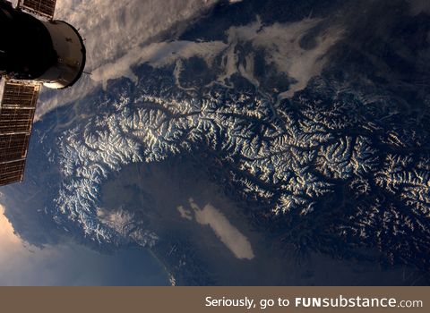 The Swiss Alps viewed from a satellite