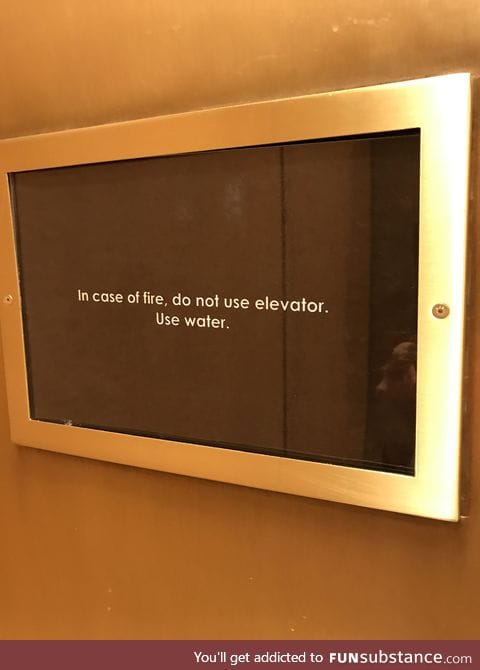 Sign inside an elevator