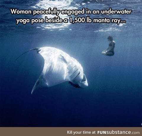 Peaceful woman in open sea