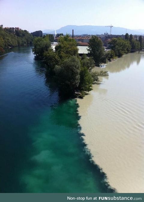 Two rivers meet in Switzerland