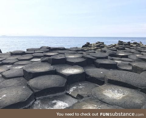 The shape these stones were formed at The Giant's Causeway in Northern Ireland