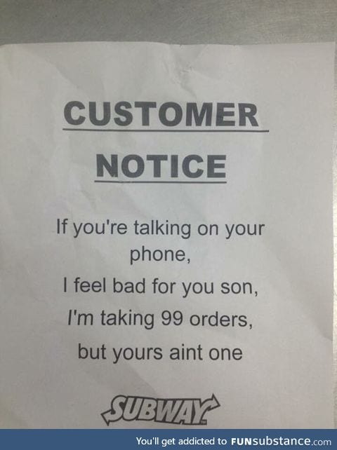 This subway customer notice