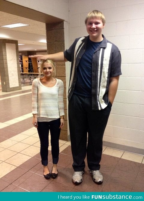 Incredibly small friend ran into an incredibly tall person