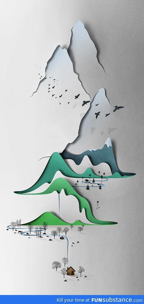 Amazing paper-cut landscape