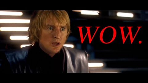Owen Wilson saying "Wow" with all the lightsaber sounds in Star Wars