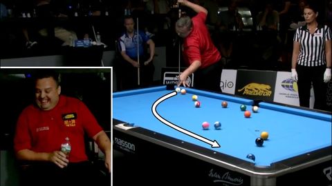 Have you ever seen a guy win a round of pool while pulling tricks. It's crazy!