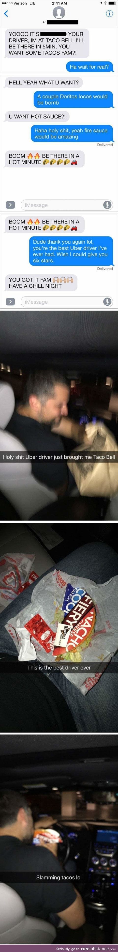 Awesome Uber driver give free Tacos
