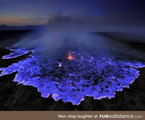 Volcano in Ethiopia burns bright blue