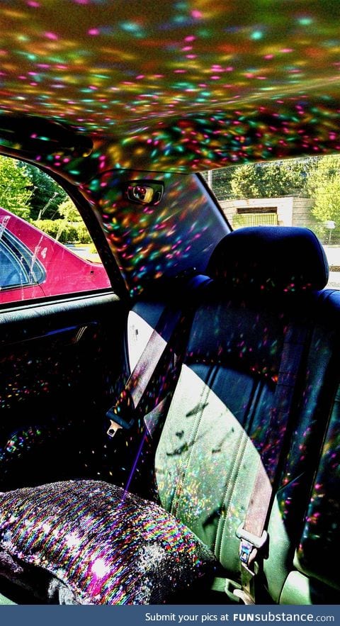 The best part about having an emergency sparkle pillow in your car is impromptu car raves
