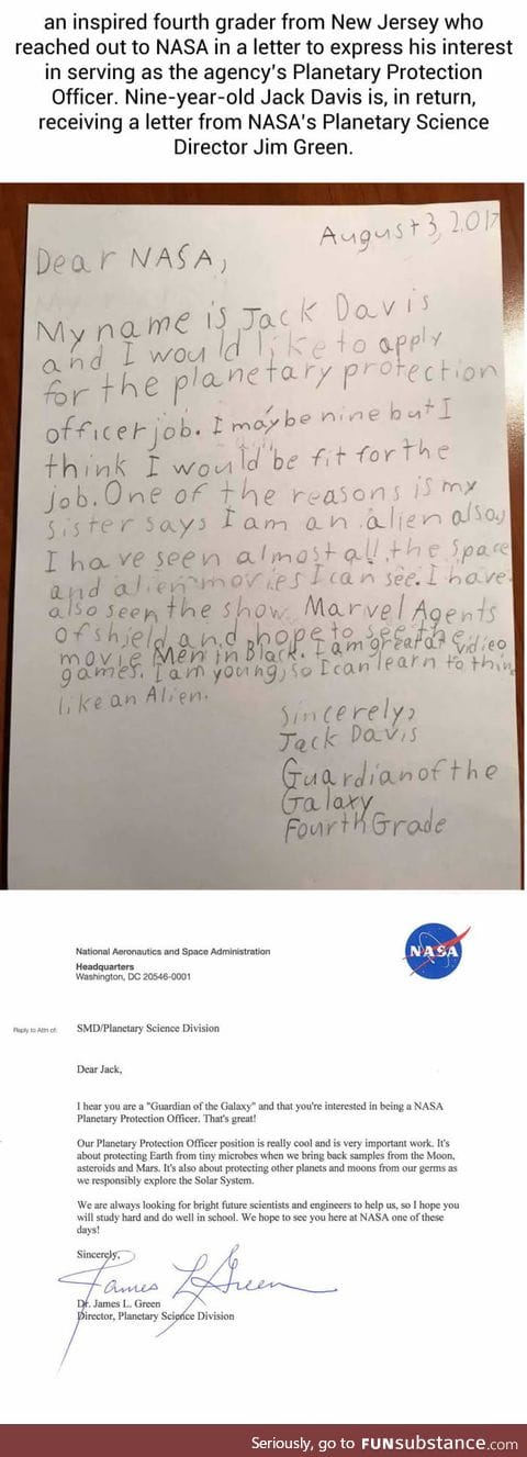 A 9-Year-Old Self Proclaimed "Guardian Of The Galaxy" Applies for NASA's