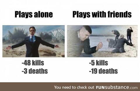 Playing alone vs playing with friends