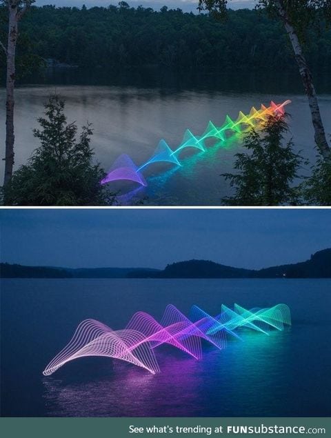 Canoers And Kayakers put LEDs on their oars in this long exposure photo