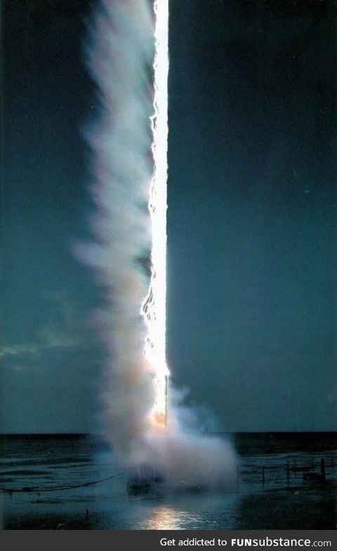 Lightning hitting water with impeccable timing