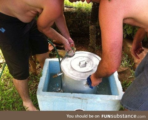 Even his belly is happy waiting for the beer to be ready