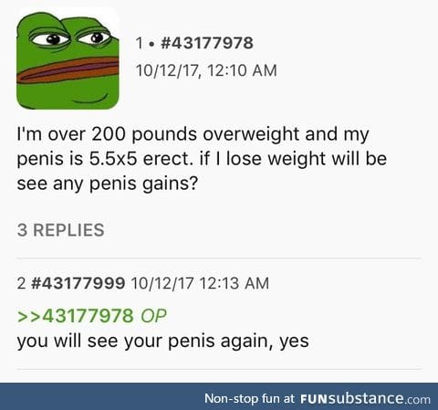 /fat/ty wonders about pen*s gains