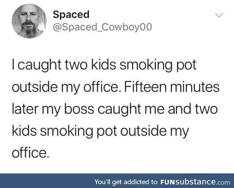 Later a police caught the 4 of them smoking