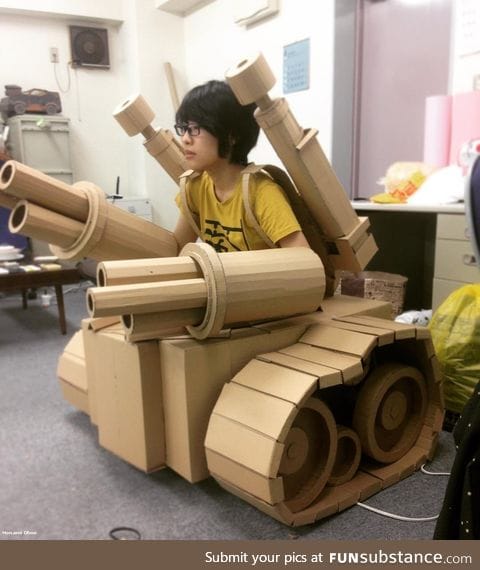 Personal tank made from cardboard