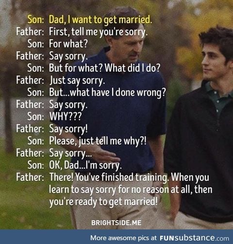 Dad preparing his son for marriage