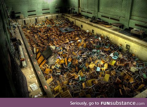 The pool of an abandoned school
