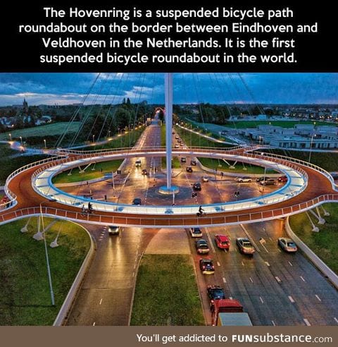 The first suspended bicycle roundabout in the world