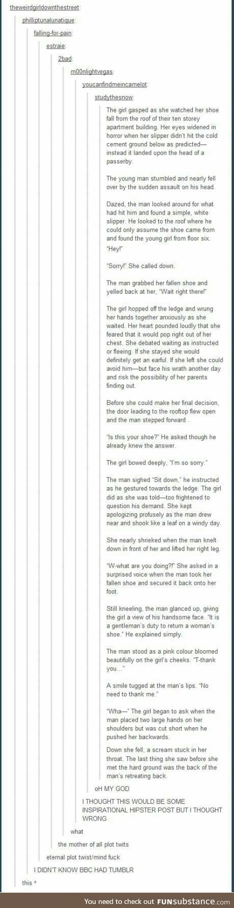 A girl loses her shoe..