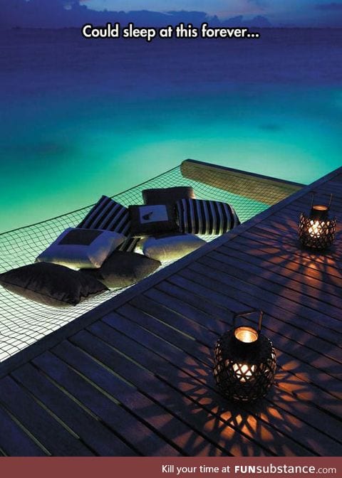 A bed over the ocean