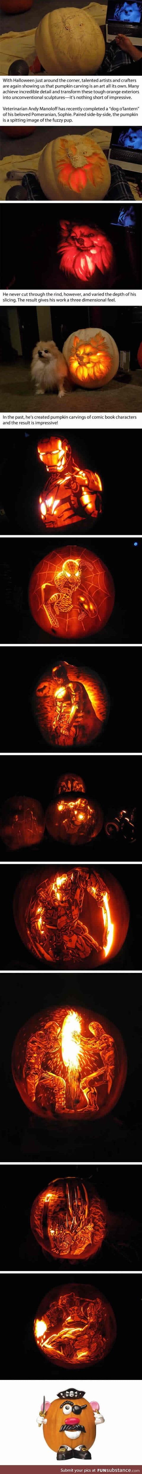 Veterinarian Carves Ordinary Pumpkin into a Lifelike "Dog O' Lantern"