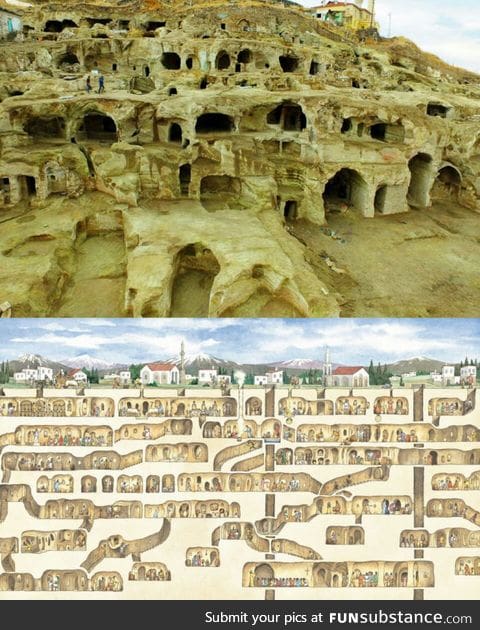 Derinkuyu is the largest excavated underground city, which could house over 20,000 people