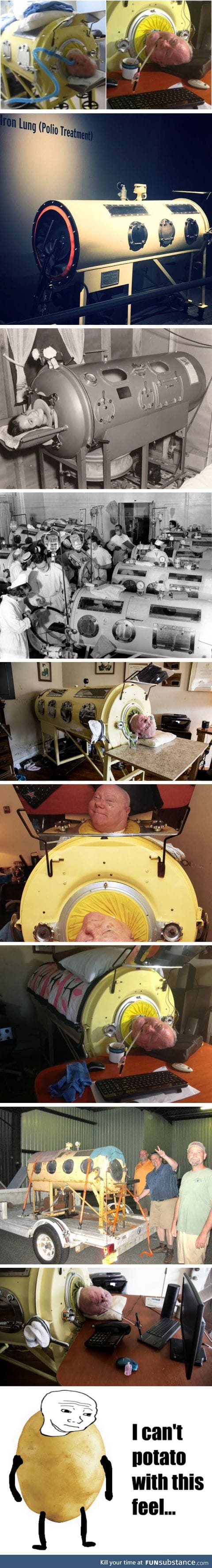 This polio survivor is one of the last people who is locked inside iron lungs