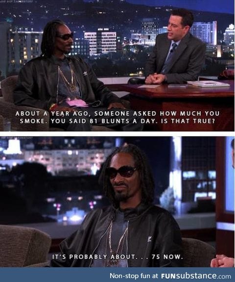 Snoop is easing up a little
