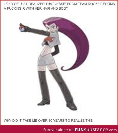 Jessie's hair forms a R