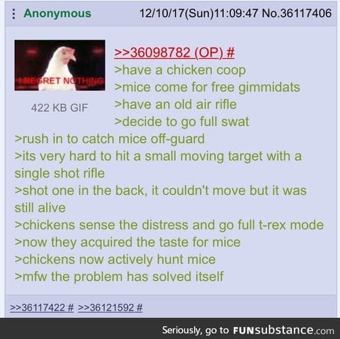 Anon keeps chickens