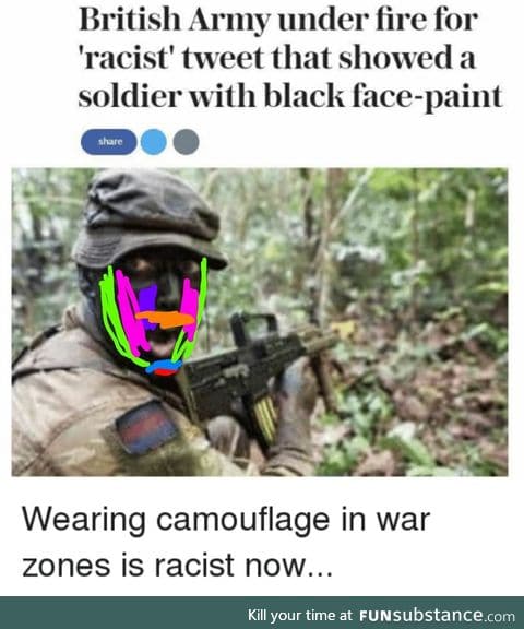 Politically correct face paint for a photo comment