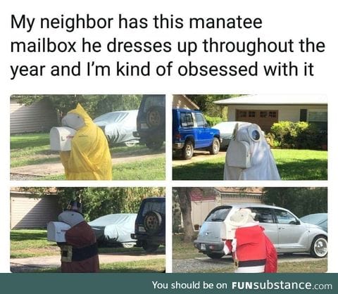 Dressing up the manatee mailbox