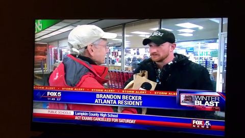 This guy knows what is important when it’s snowing in Atlanta