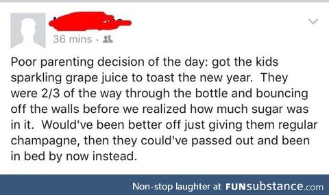 My professor gave his kids a bit too much bubbly