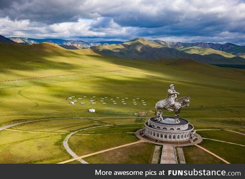 Genghis Khan statue (40m/130ft height) in the Mongolian steppe. Dothraki approve!