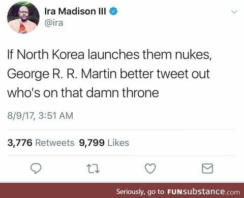 He's working on that tweet and will have it finished by the end of the year