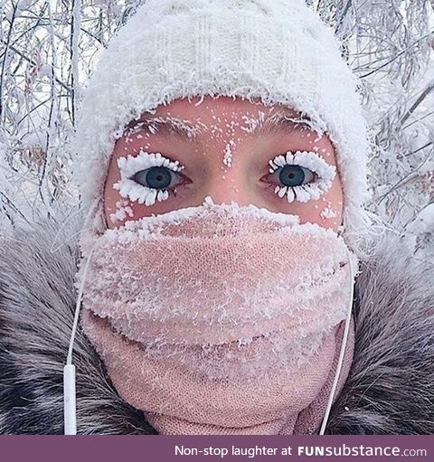 Frozen eye lashes